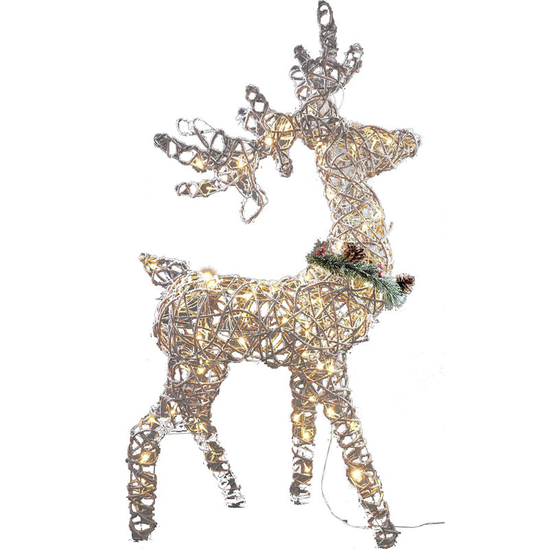 The Holiday Aisle® Rattan Standing Buck Lighted Display | Wayfair